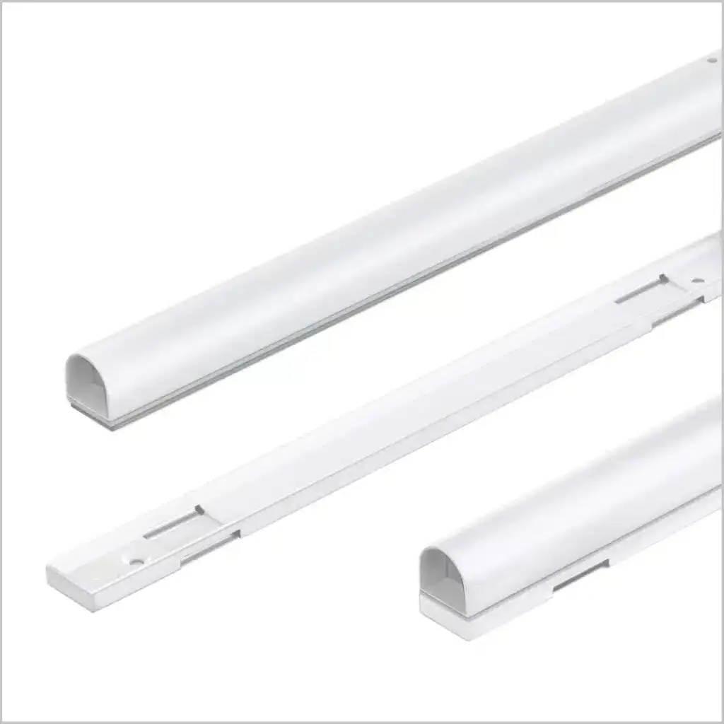 Adjustable LED track lighting components for modern interior spaces, featuring sleek white finish, easy installation, and versatile design for home or commercial use.